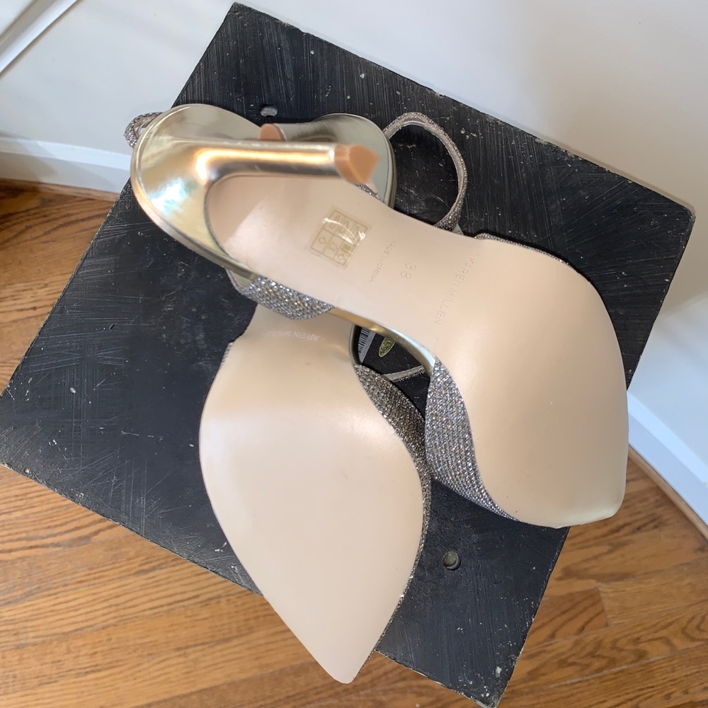 Karen Millen gold glitter strappy open pumps *8 - Picture 10 of 13